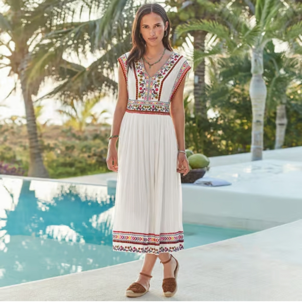 Sundance Margarita Embroidered White Dress Size 10
